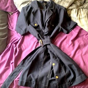 adorable denim dress with buttons and belt